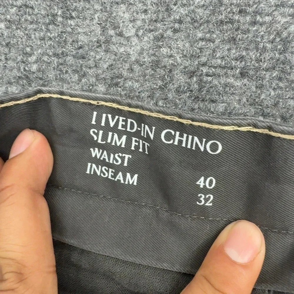 Banana Republic Chino Pants Mens 40x32 Gray Cotton Spandex Slim Fit Casual Style